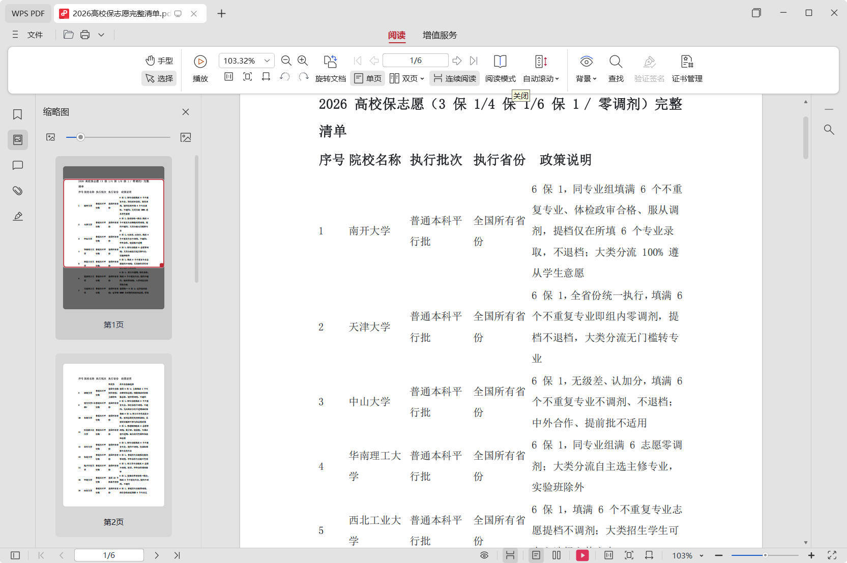 2026高校保志愿完整清单毕业生认真看